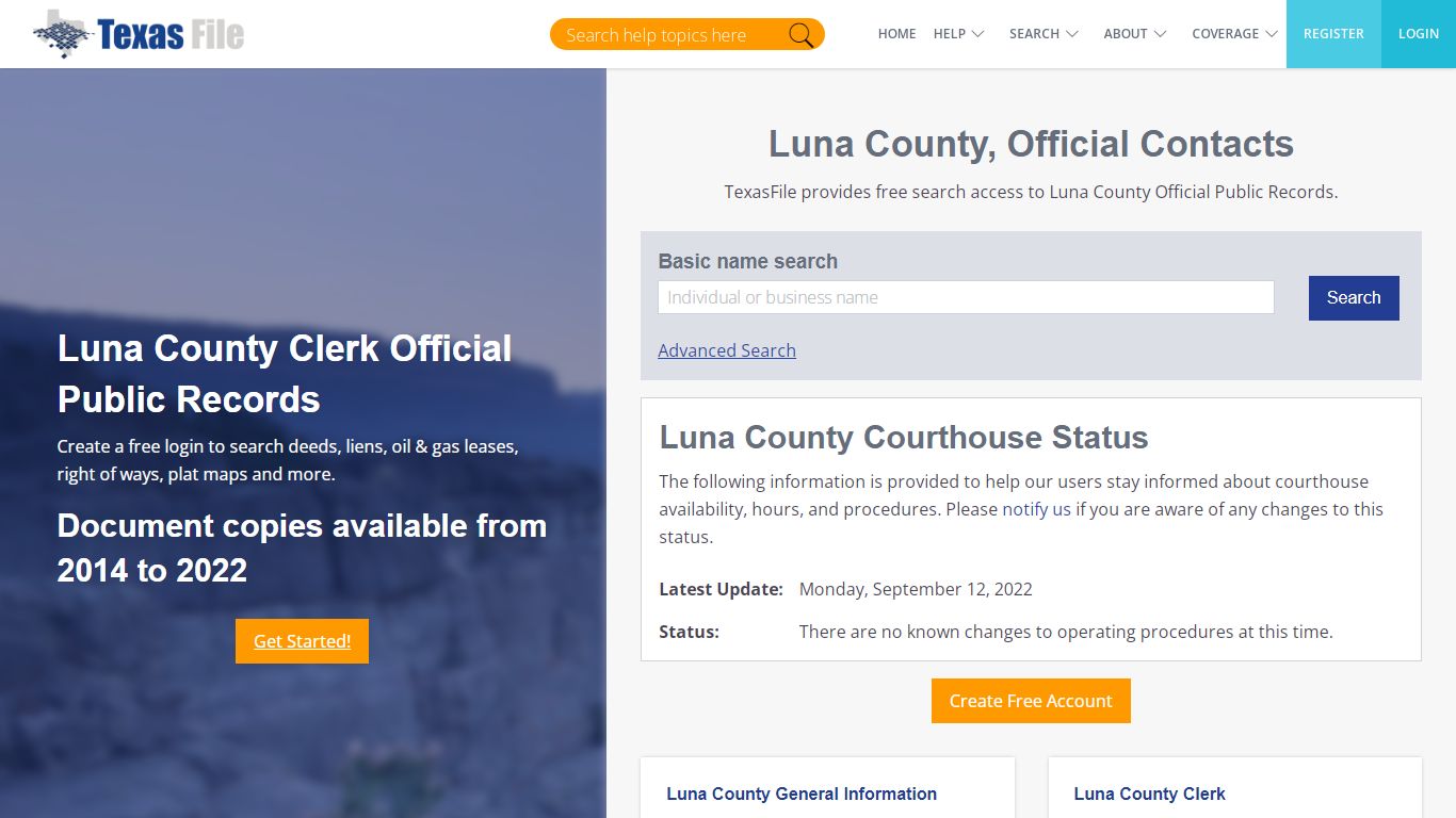 Luna County Clerk Official Public Records | TexasFile